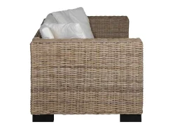 Conjunto de sofá de 2 lugares, 7 pcs, vime genuíno