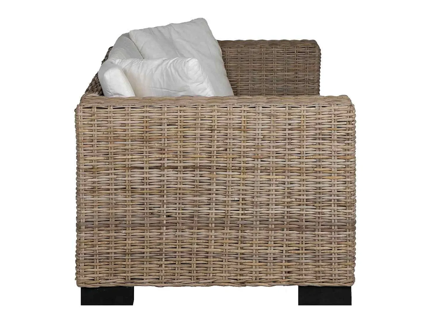 Conjunto de sofá de 2 lugares, 7 pcs, vime genuíno
