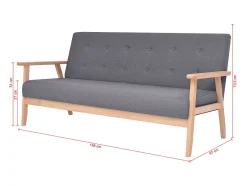 Conjunto de sofá de 2 lugares para sala de estar sala de visitas casa ambientes internos tecido cinza escuro 02_0019069