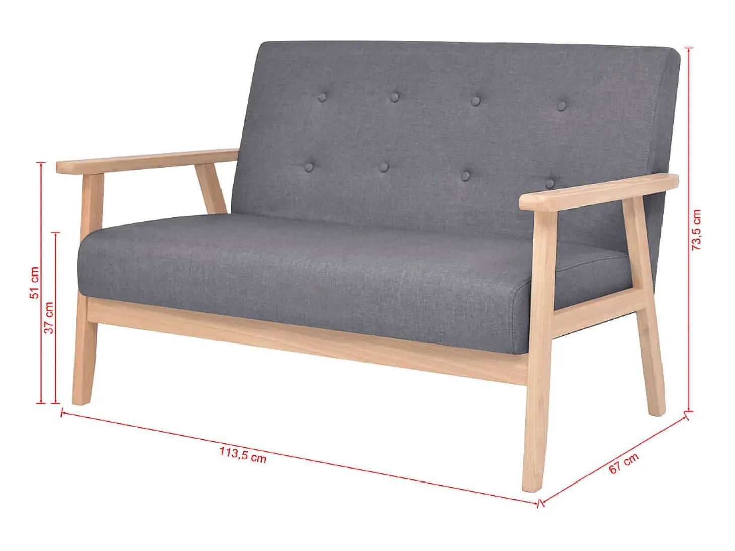 Conjunto de sofá de 2 lugares para sala de estar sala de visitas casa ambientes internos tecido cinza escuro 02_0019069