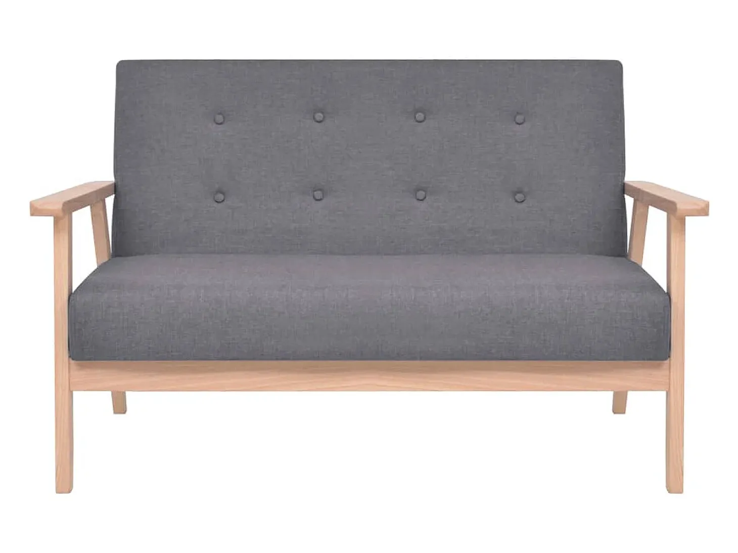 Conjunto de sofá de 2 lugares para sala de estar sala de visitas casa ambientes internos tecido cinza escuro 02_0019069