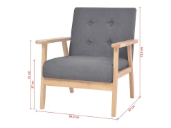 Conjunto de sofá de 2 lugares para sala de estar sala de visitas casa ambientes internos tecido cinza escuro 02_0019653