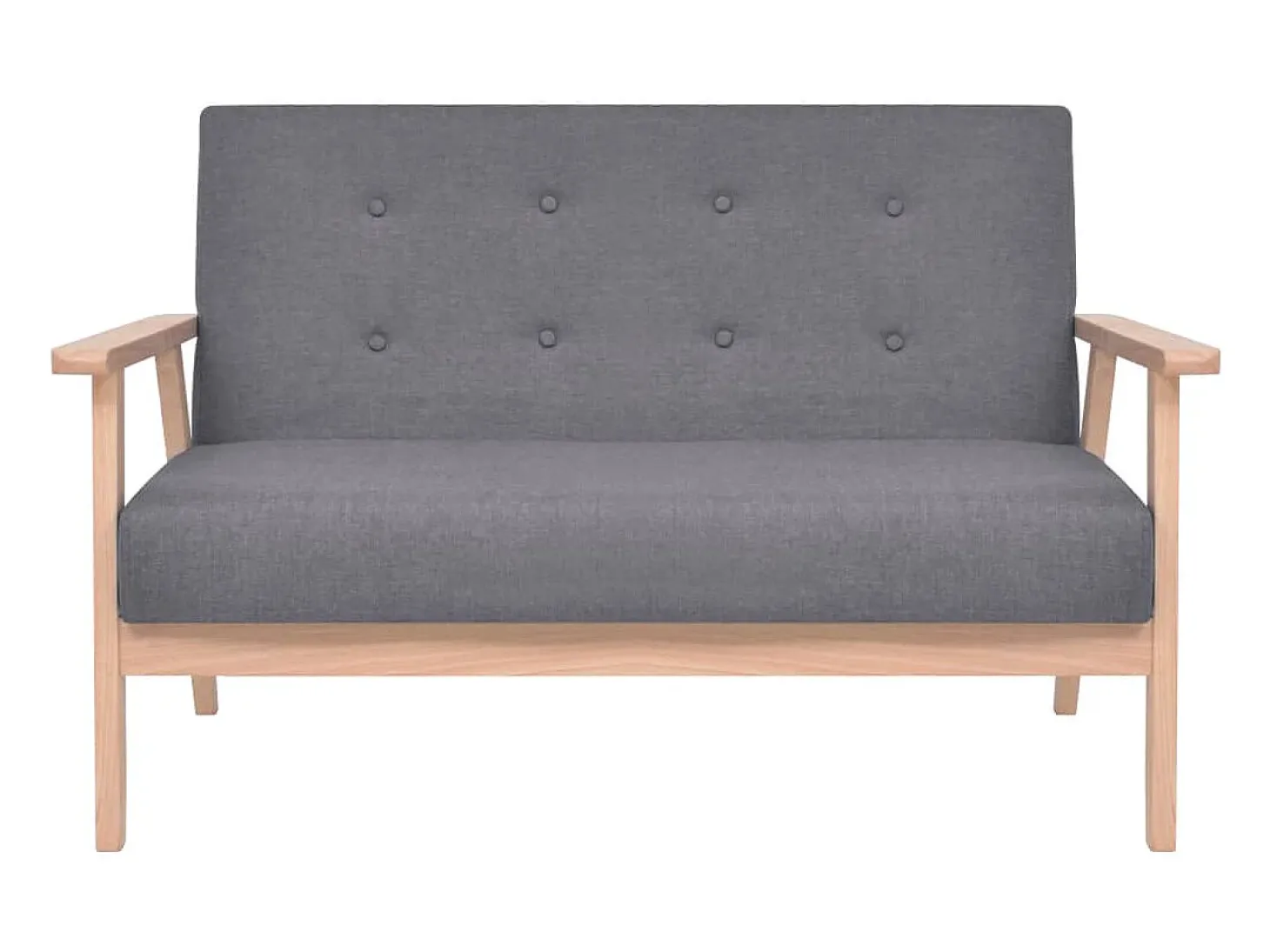 Conjunto de sofá de 2 lugares para sala de estar sala de visitas casa ambientes internos tecido cinza escuro 02_0019653