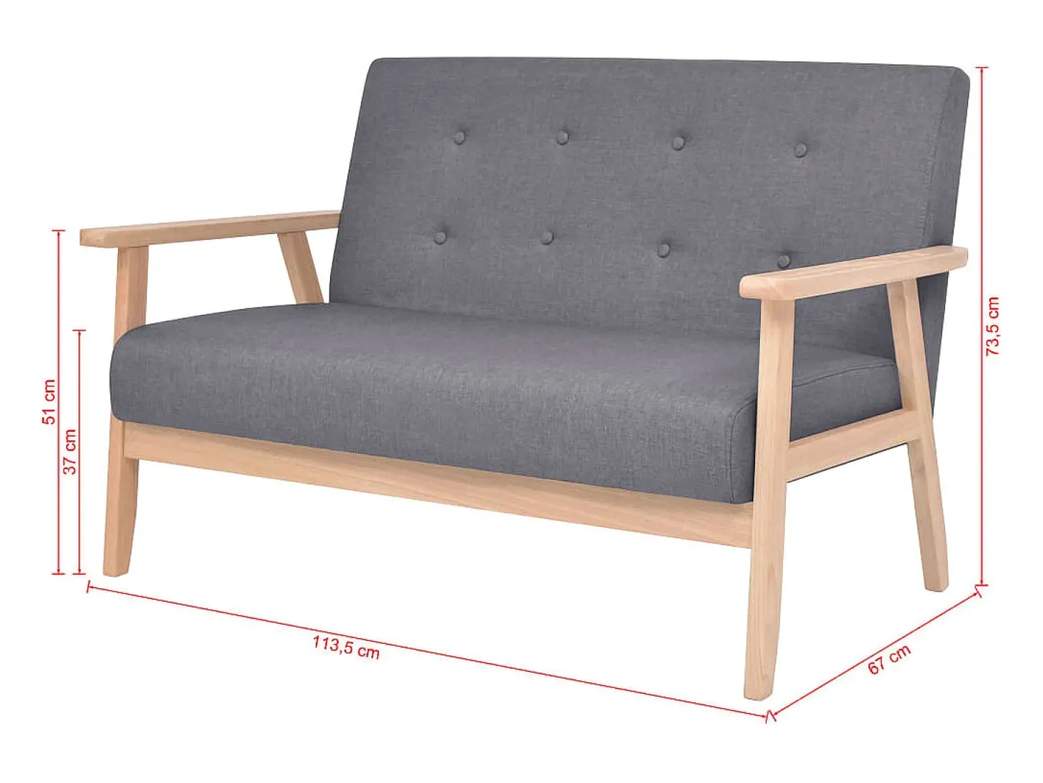 Conjunto de sofá de 2 lugares para sala de estar sala de visitas casa ambientes internos tecido cinza escuro 02_0019653