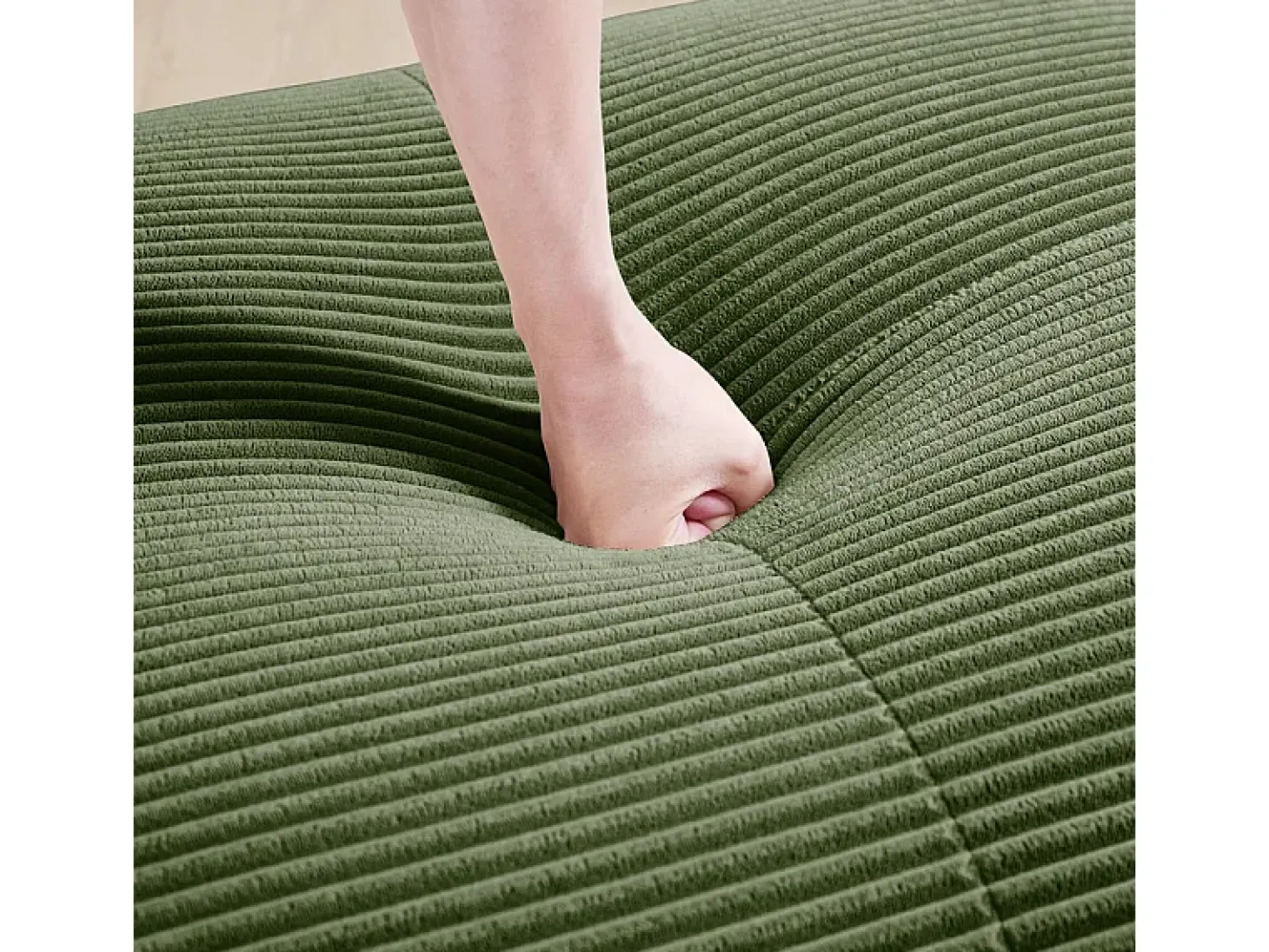 Conjunto de Sofá Modular de Veludo Cannelado: Ottomã - 92.5x75x44cm - Verde