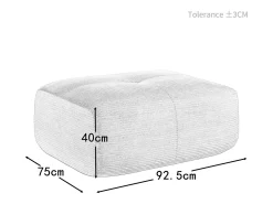 Conjunto de Sofá Modular de Veludo Cannelado: Ottomã - 92.5x75x44cm - Bege