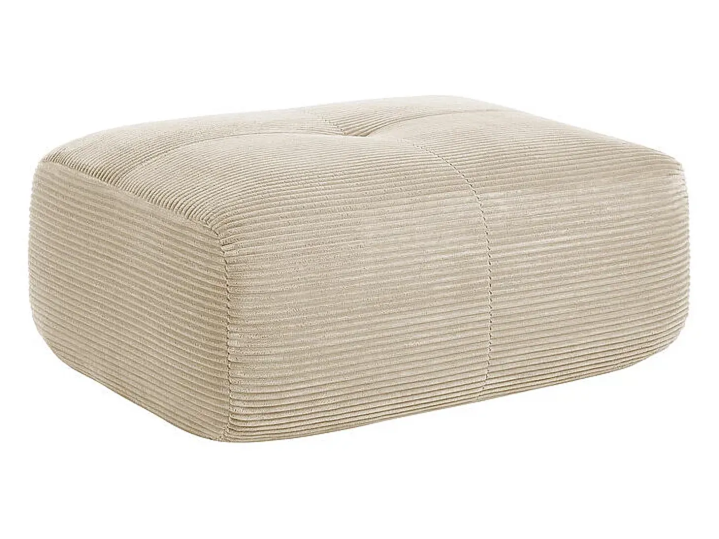 Conjunto de Sofá Modular de Veludo Cannelado: Ottomã - 92.5x75x44cm - Bege