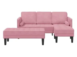 Conjunto de Sofás com almofada 2 pcs Rosa Poliéster
