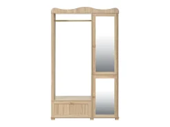 Conjunto de vestiário de entrada - 115,5x38,5x194,5 cm - con espelho e varal aberto - 1 gaveta e 2 portas - MDF - Cor carvalho