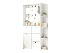 Conjunto de vestiário de entrada 120x24x200 cm - con móvel de sapatos - 8 ganchos - Branco