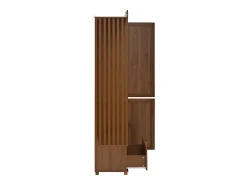 Conjunto de vestiário de entrada - 115,5x38,5x194,5 cm - con espelho e varal aberto - 1 gaveta e 2 portas - MDF - Cor nogueira