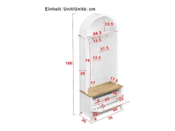 Conjunto de vestiário de entrada 75x35x195 cm - com móvel para sapatos e ganchos - com prateleiras - Branco