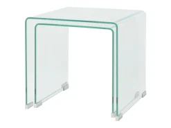 Conjunto mesas de encastrar 2 pcs vidro temperado transparente
