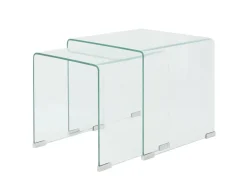 Conjunto mesas de encastrar 2 pcs vidro temperado transparente