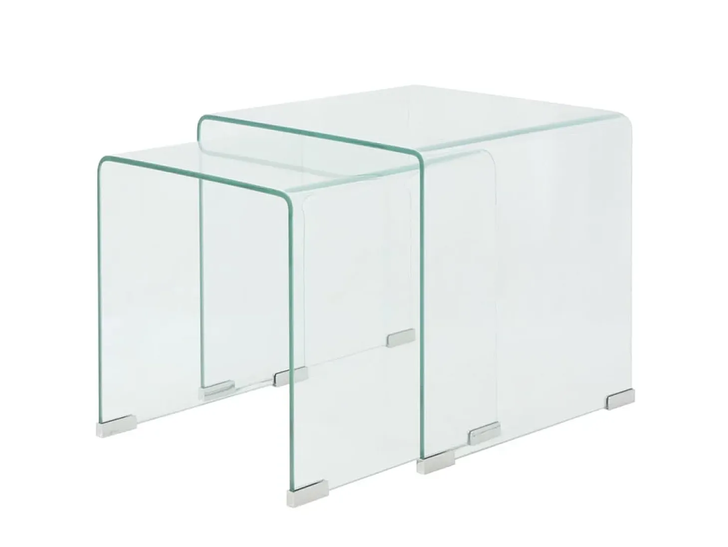 Conjunto mesas de encastrar 2 pcs vidro temperado transparente
