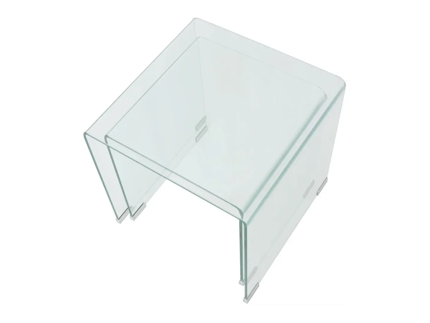 Conjunto mesas de encastrar 2 pcs vidro temperado transparente