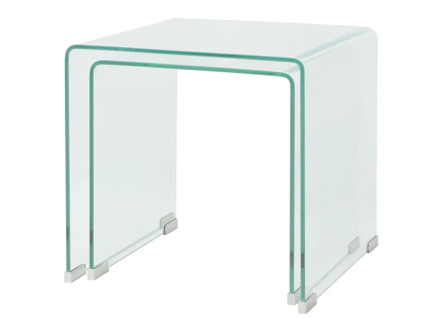 Conjunto mesas de encastrar 2 pcs vidro temperado transparente PT387511