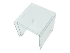Conjunto mesas de encastrar 2 pcs vidro temperado transparente PT387511