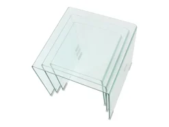 Conjunto mesas de encastrar 3 pcs vidro temperado transparente