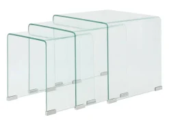 Conjunto mesas de encastrar 3 pcs vidro temperado transparente