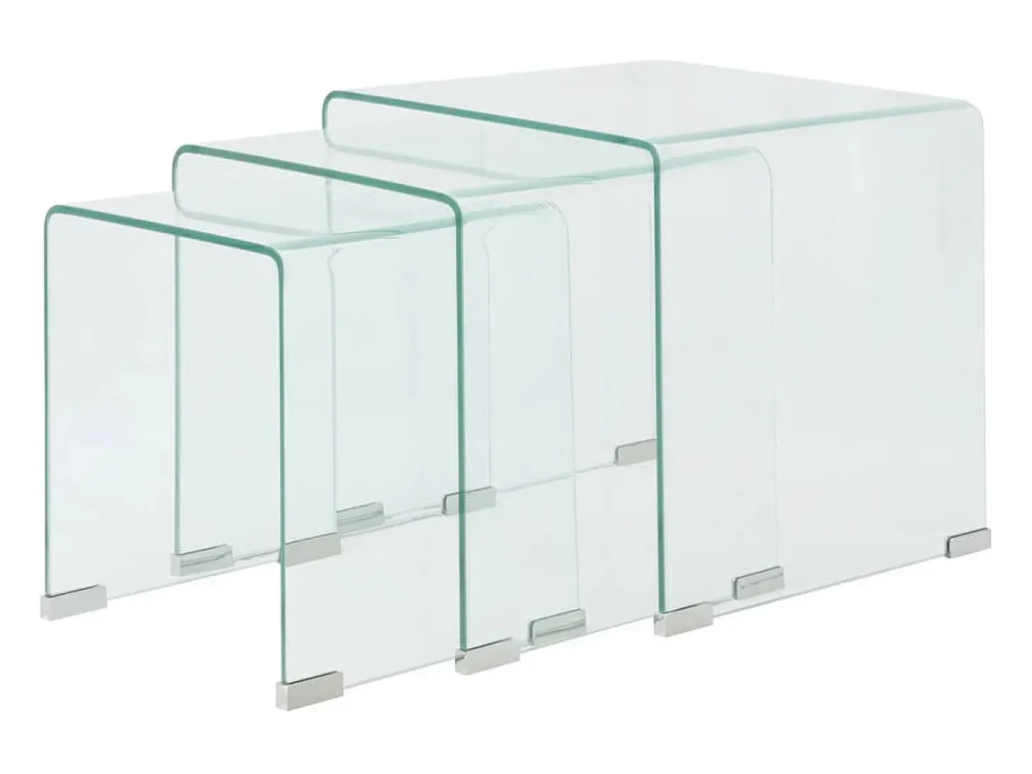 Conjunto mesas de encastrar 3 pcs vidro temperado transparente