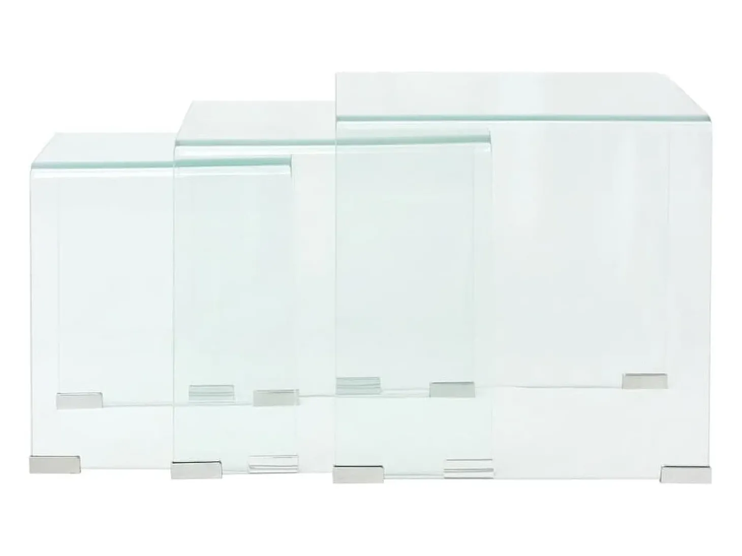 Conjunto mesas de encastrar 3 pcs vidro temperado transparente