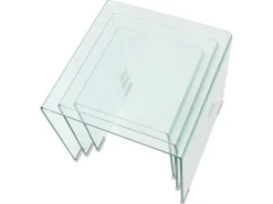 Conjunto mesas de encastrar 3 pcs vidro temperado transparente PT849090