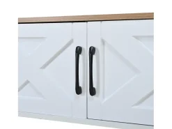 Conjunto móvel de TV 2 peças - 180x40x50 cm - Móvel de TV + vitrina de parede - 4 portas e 1 gaveta - MDF - Branco