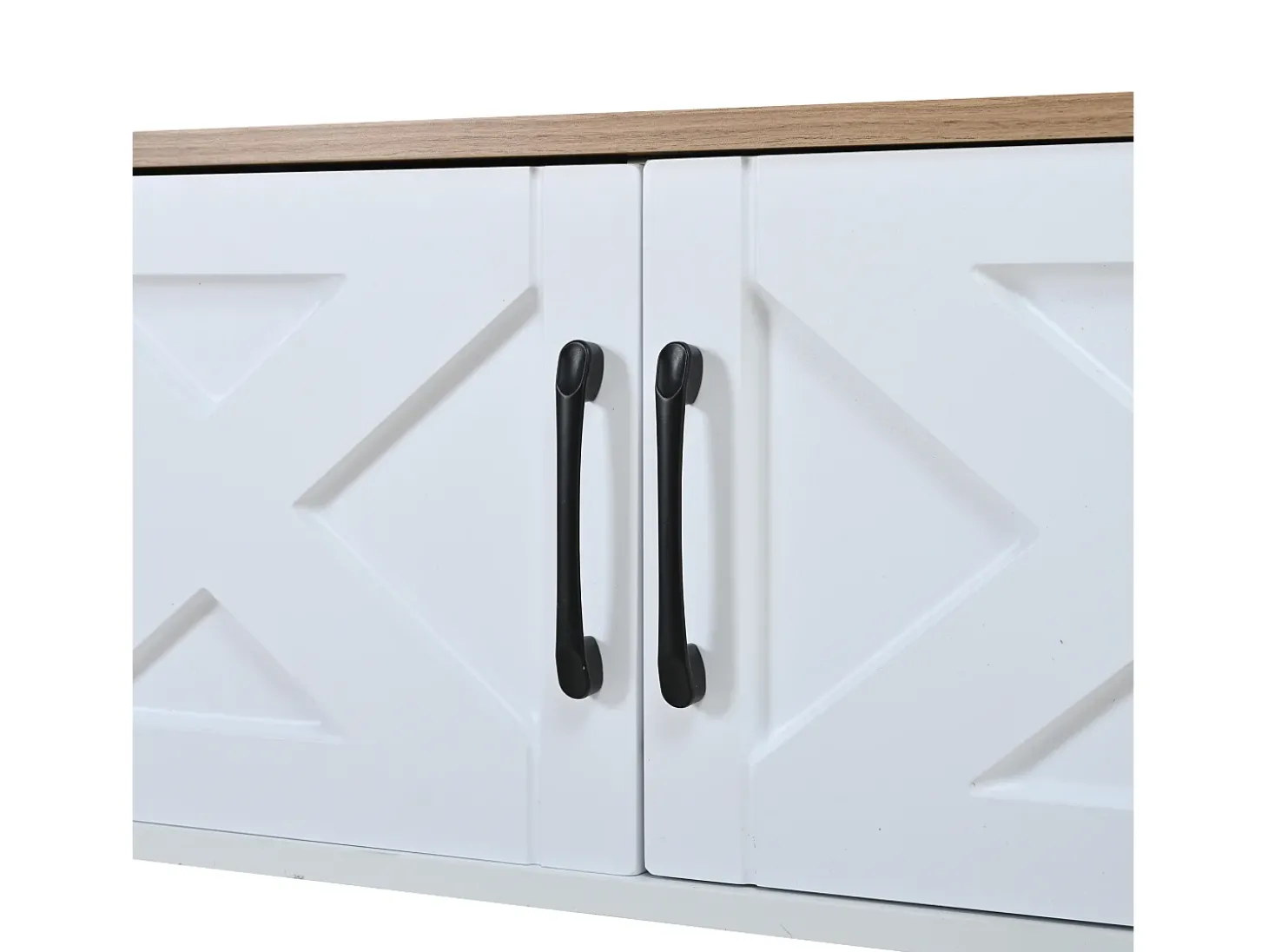 Conjunto móvel de TV 2 peças - 180x40x50 cm - Móvel de TV + vitrina de parede - 4 portas e 1 gaveta - MDF - Branco