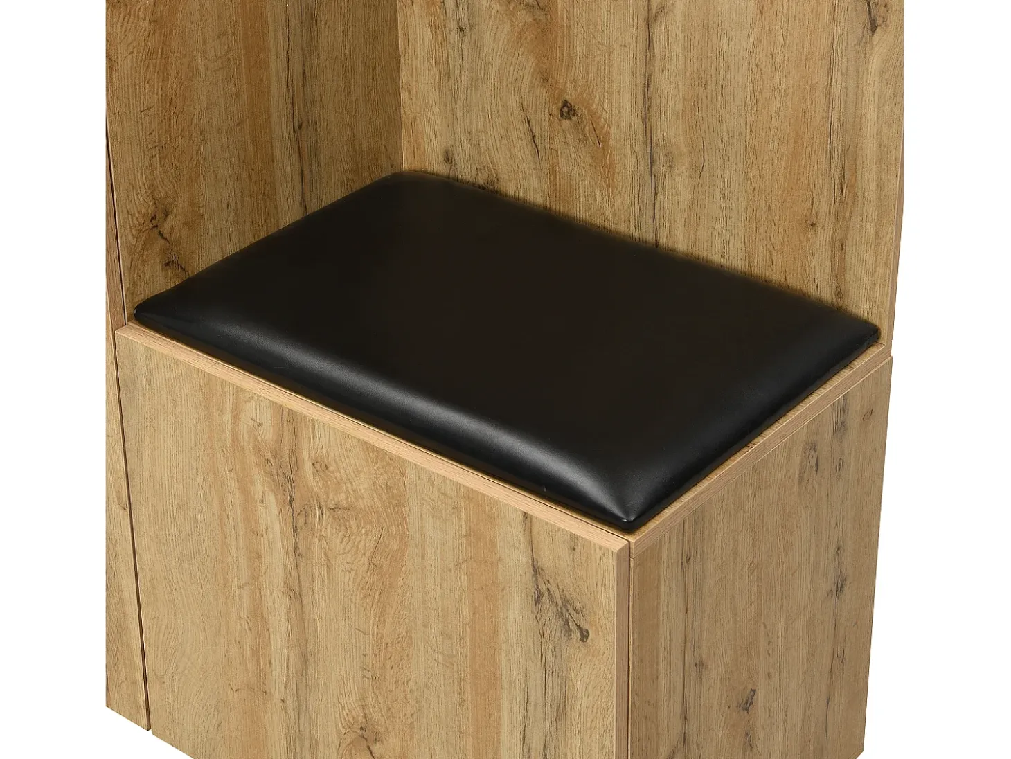 Conjunto vestiário de entrada 98.5×38×191 cm - com cabideiro e sapateira - ganchos e 1 espelho - natural + preto