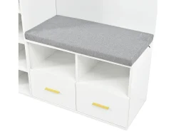 Conjunto vestiário de entrada 120x35x190cm - con 2 gavetas e compartimentos de armazenamento - con espelho e banco de sapatos - Branco