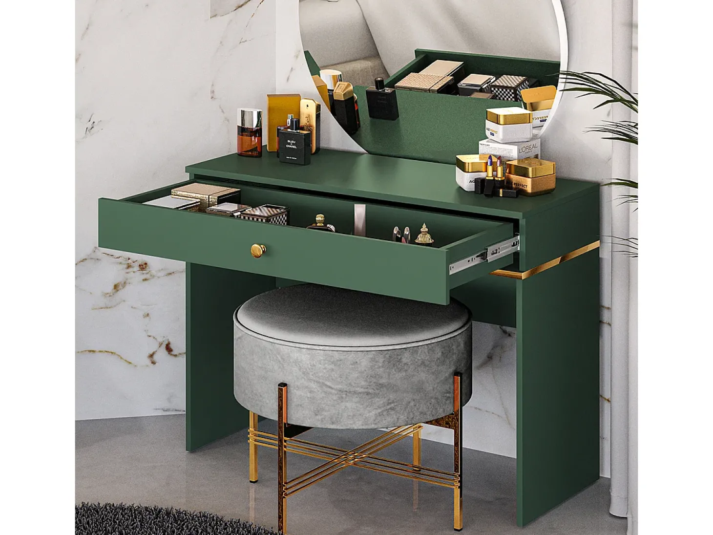Consola 1 gaveta Thalia verde 79cm
