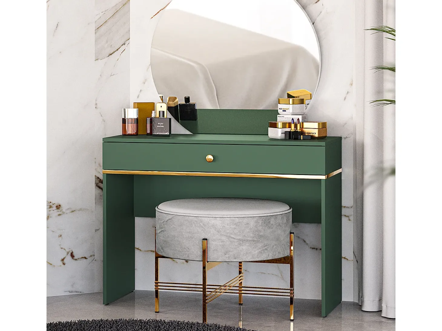 Consola 1 gaveta Thalia verde 79cm
