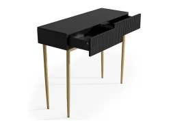 Consola 2 gavetas com pé em metal dourado preto 100x82 cm