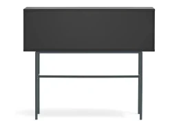 Consola 2 gavetas e porta de correr lacada a preto e cinza 110x90 cm