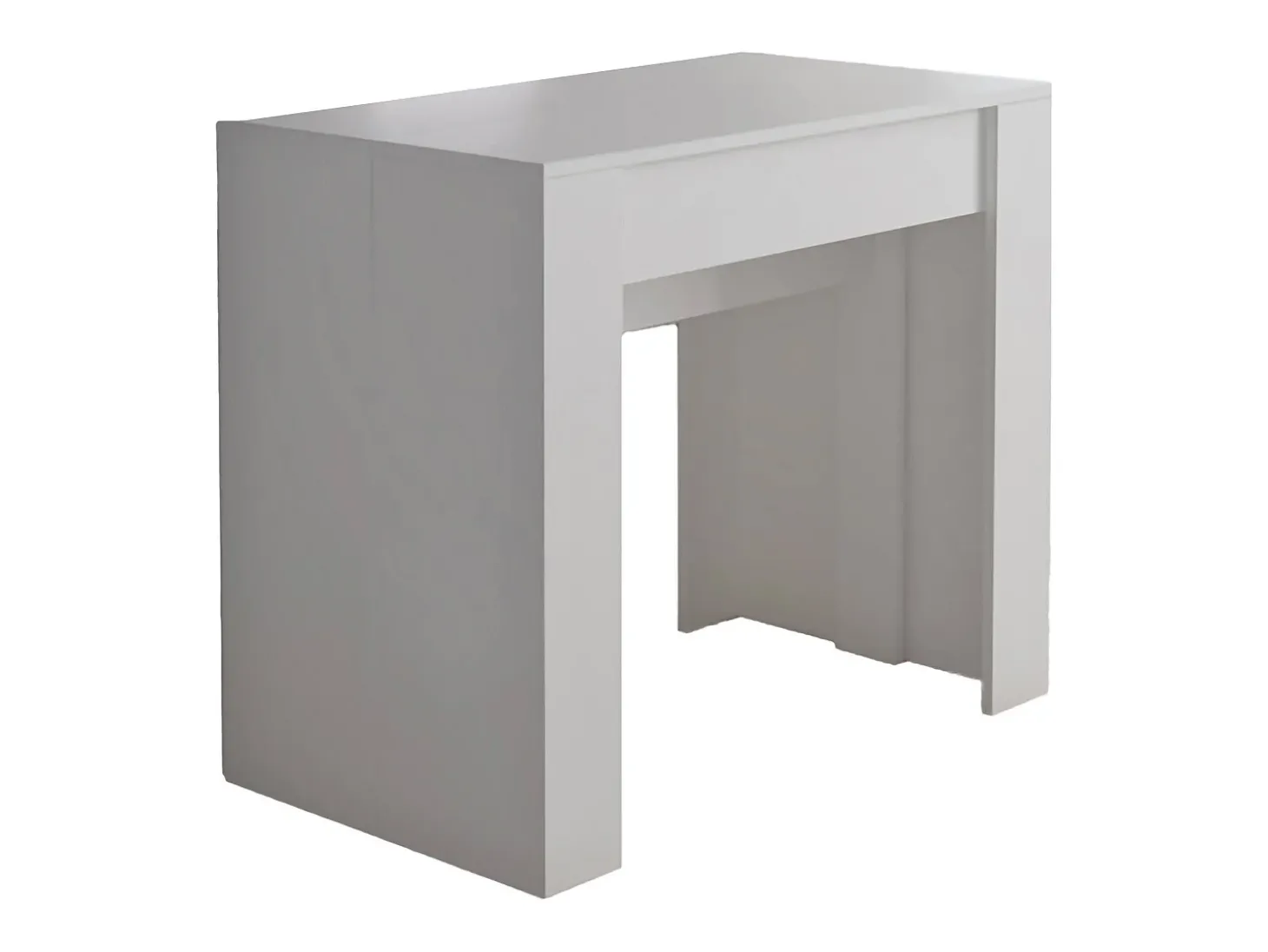 Consola 0, Mesa de jantar extensível até 10 lugares, Consola moderna com extensões, 90x52h78 cm, Branca