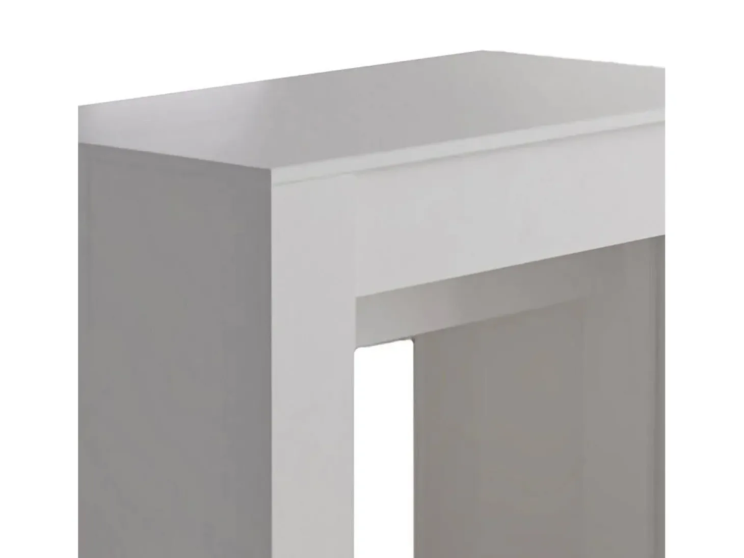 Consola 0, Mesa de jantar extensível até 10 lugares, Consola moderna com extensões, 90x52h78 cm, Branca