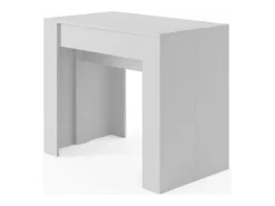 Consola 0, Mesa de jantar extensível até 10 lugares, Consola moderna com extensões, 90x52h78 cm, Branca