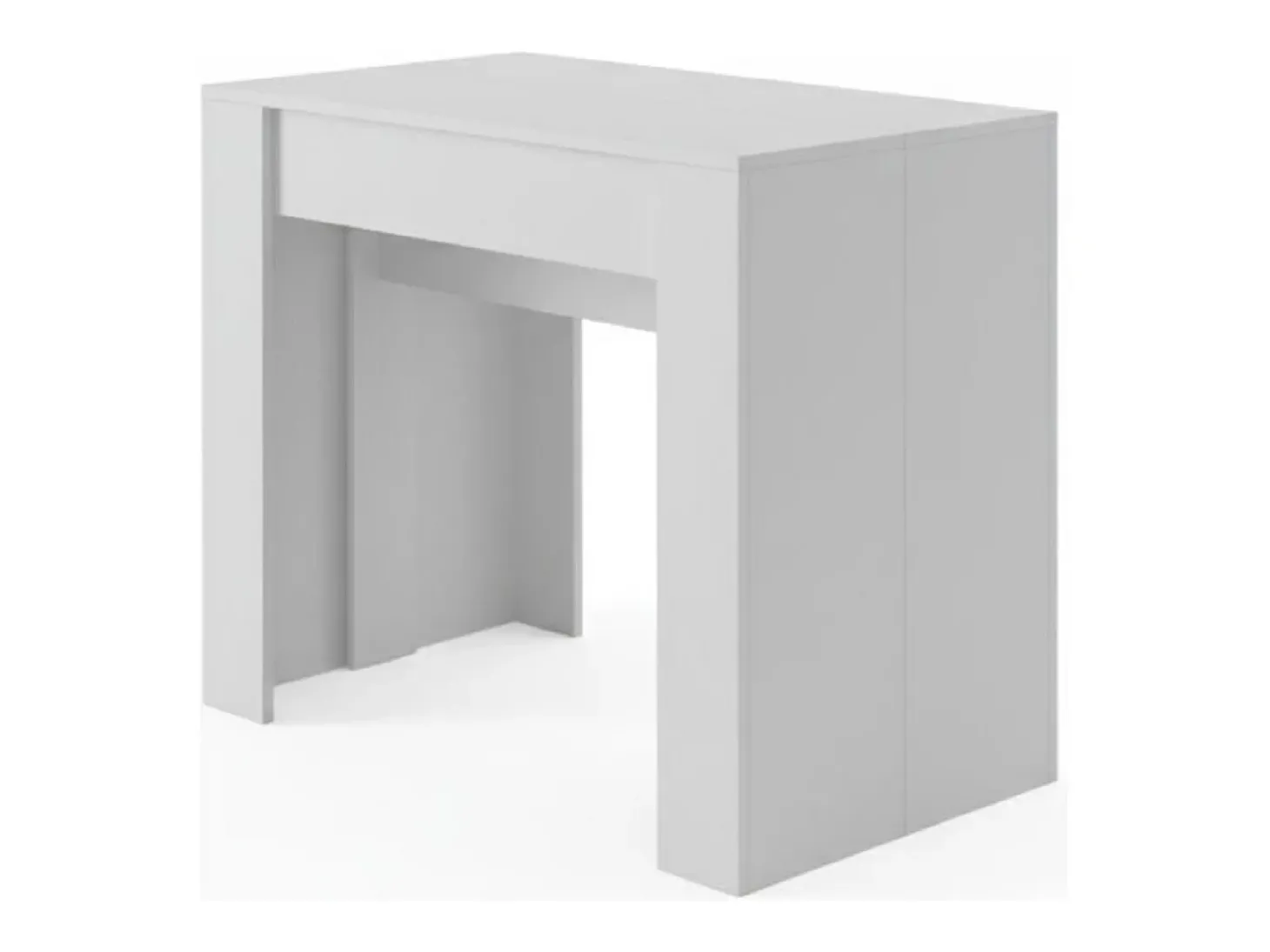 Consola 0, Mesa de jantar extensível até 10 lugares, Consola moderna com extensões, 90x52h78 cm, Branca