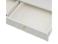 Consola com 2 gavetas - Branco leitoso e dourado - Madeira e metal