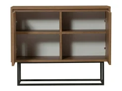 Consola Dcalabri, Mesa multiuso, Armário de apoio, Secretária de corredor, 90x36h72 cm, Nogueira e Preto