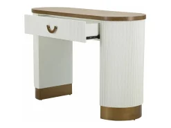 Consola de quadro, mesa multiusos, armário lateral, mesa de corredor, 121x40 h78 cm, branco e castanho