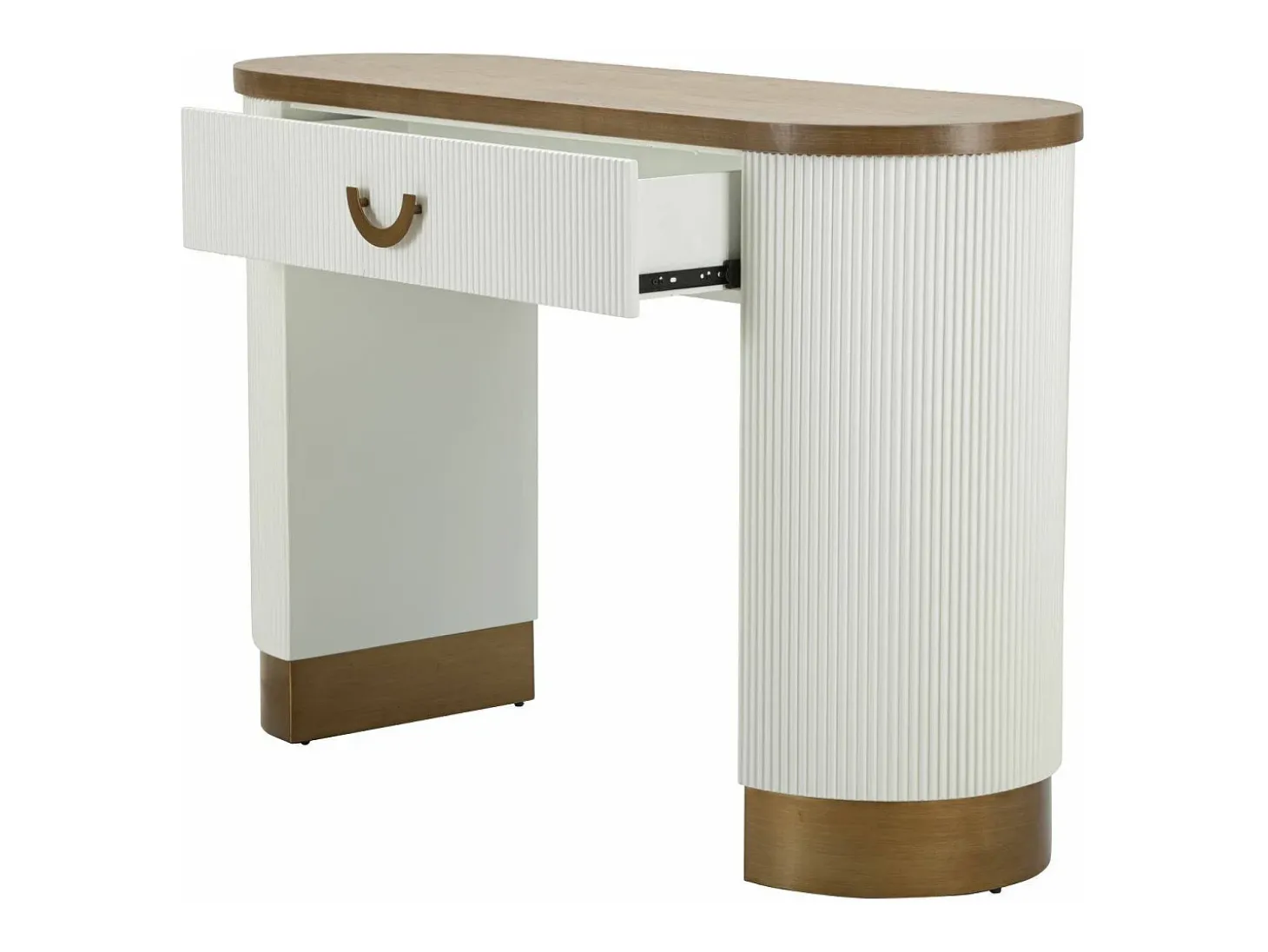 Consola de quadro, mesa multiusos, armário lateral, mesa de corredor, 121x40 h78 cm, branco e castanho