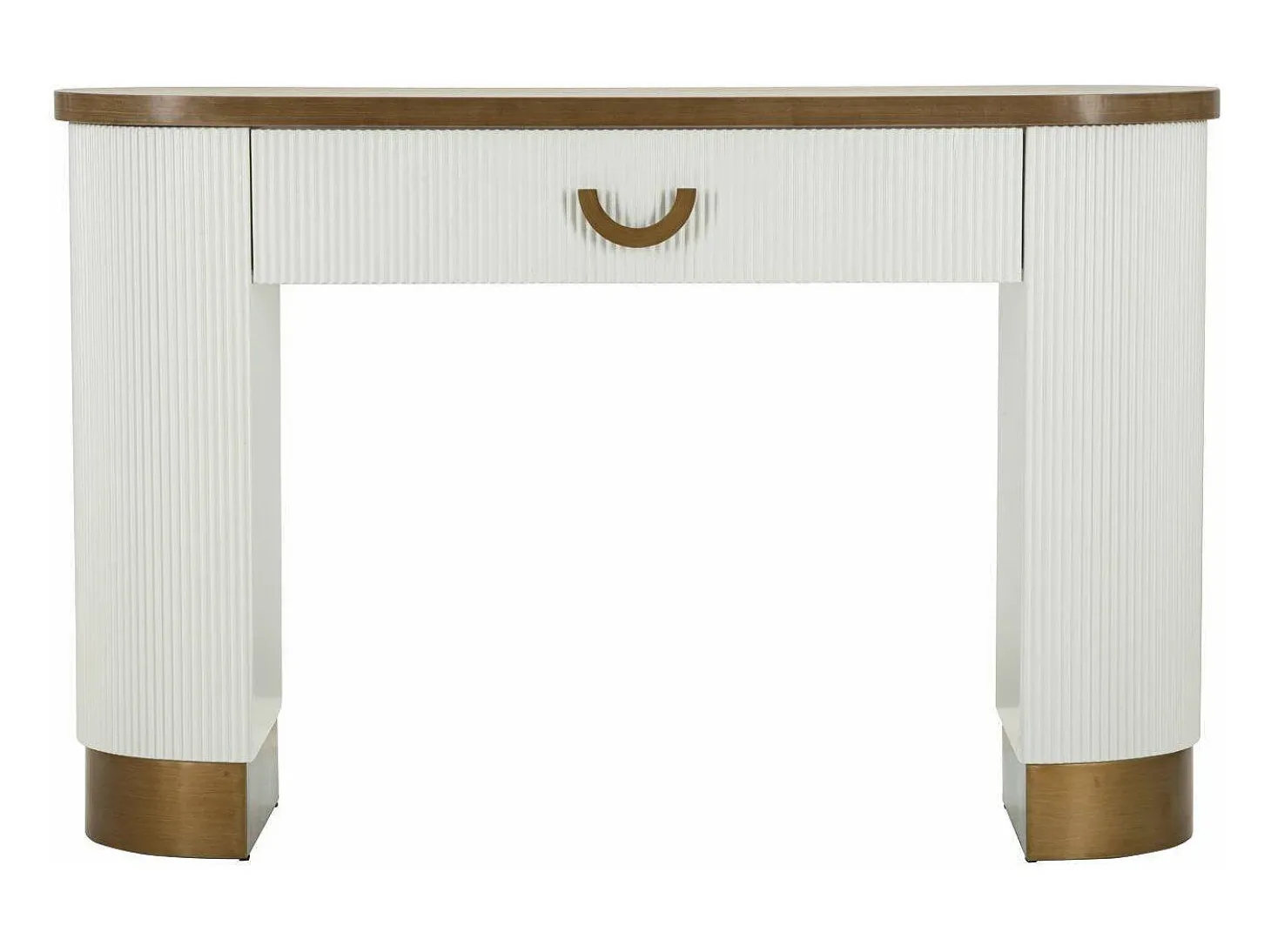 Consola de quadro, mesa multiusos, armário lateral, mesa de corredor, 121x40 h78 cm, branco e castanho