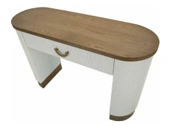 Consola de quadro, mesa multiusos, armário lateral, mesa de corredor, 121x40 h78 cm, branco e castanho