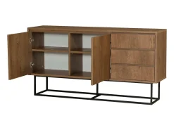 Consola Dicesar, Mesa multiuso, Armário de apoio, Secretária de corredor, 140x36h72 cm, Noz e Preto