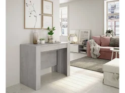 Consola Diluna, Mesa de jantar extensível, Mesa com extensões multiusos extensíveis até 10 lugares, 51/237x90h78 cm, Cimento
