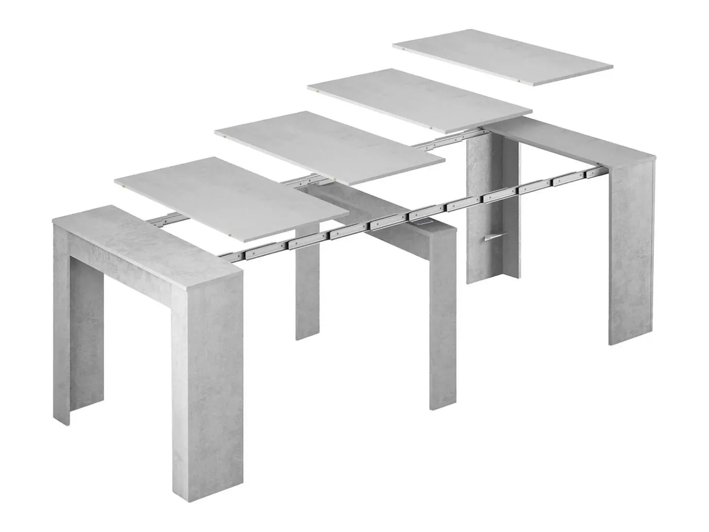 Consola Diluna, Mesa de jantar extensível, Mesa com extensões multiusos extensíveis até 10 lugares, 51/237x90h78 cm, Cimento