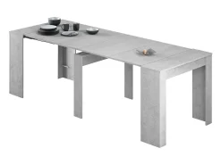 Consola Diluna, Mesa de jantar extensível, Mesa com extensões multiusos extensíveis até 10 lugares, 51/237x90h78 cm, Cimento
