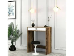 Consola Dpillo, Mesa multiuso, Armário de apoio, Secretária de corredor, 70x85h40 cm, Noz e Branco